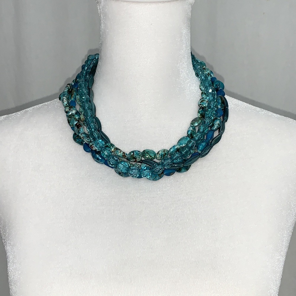 Green, Blue, Turquoise Stones &  Beads Necklace